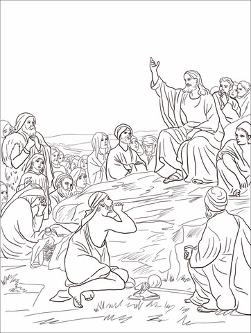 Jesus Sermon On The Mount  Coloring Page